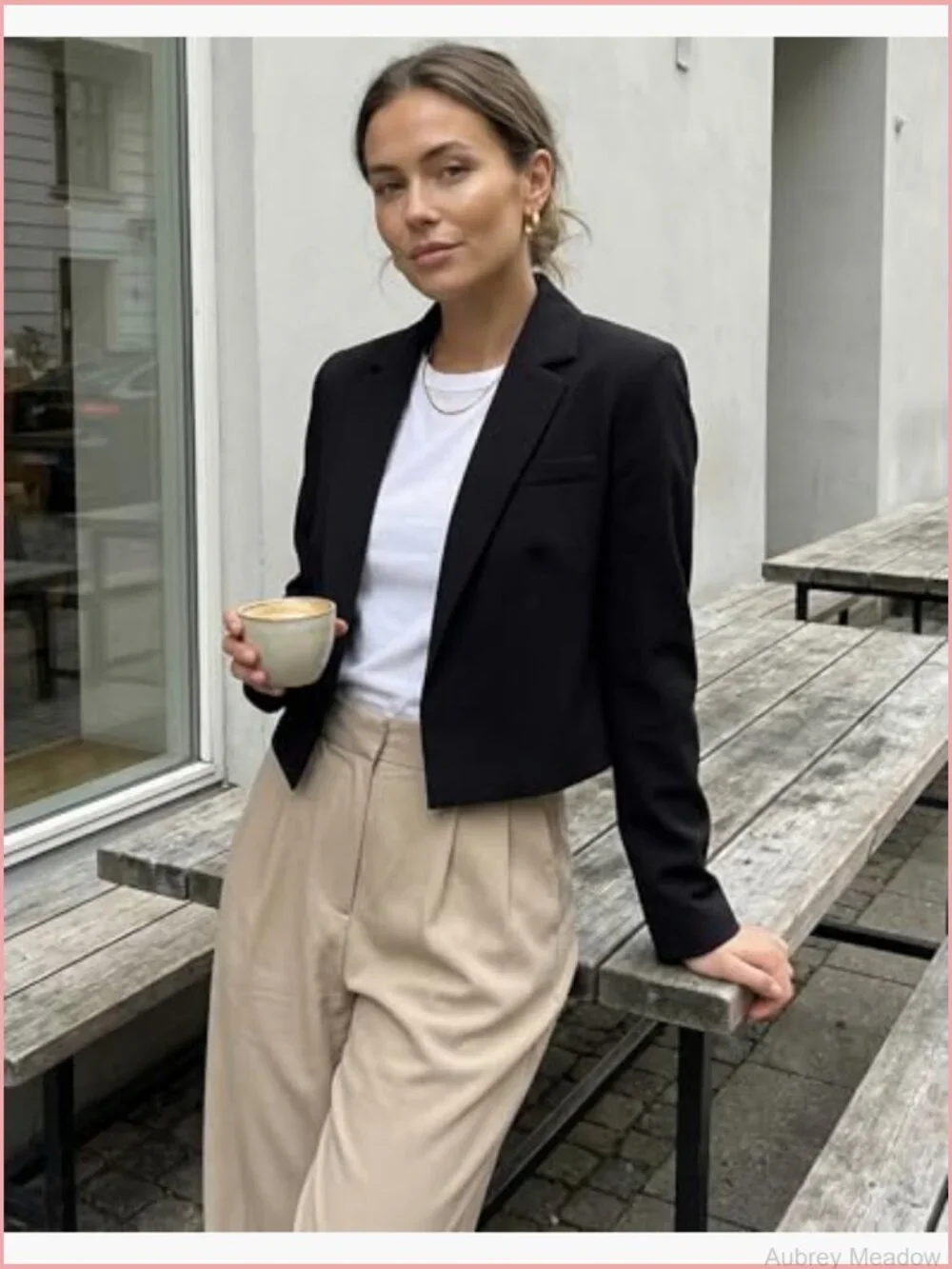 Casual Open Front Cropped Blazer Jacket Long Sleeve Notch Lapel Women